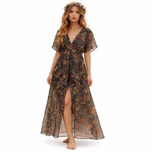 leopard maxi dress forever 21 Forever 21 Womens Strapless Animal Print Maxi Dress Smocked Bodice Rayon  Size M